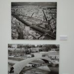 Fotos de vista aérea del distrito y puente pasarela sobre Madrid Río