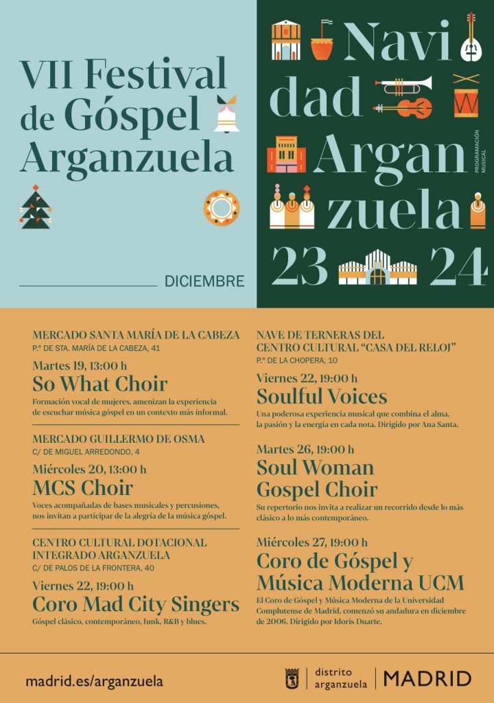 Cartel con la programación del VII Festival de Góspel en Arganzuela