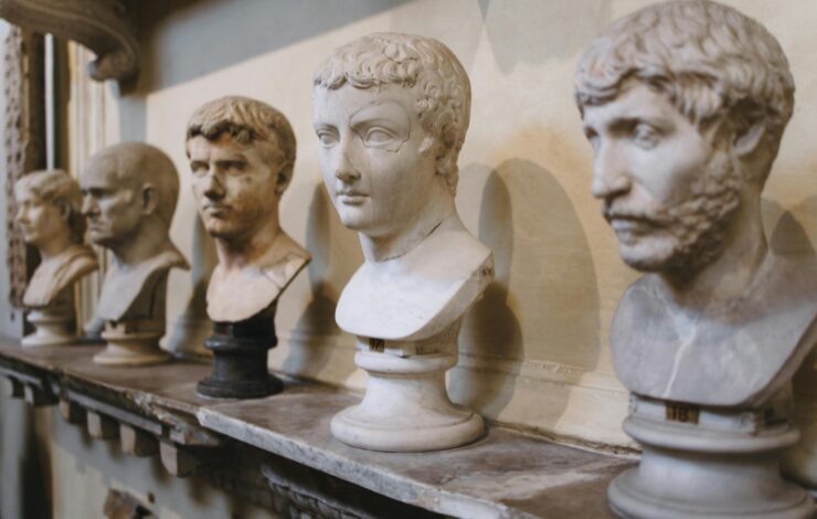 bustos romanos, representando algunos ilustres que se mencionarán en Tardes Romanas en Arganzuela