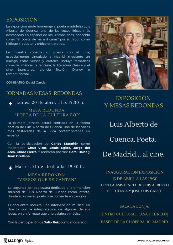 Cartel de la programación sobre Luis Alberto de Cuenca