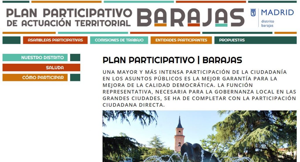 Imagen de la web del Plan Participativo de Actuación Territorial del distrito de Barajas.