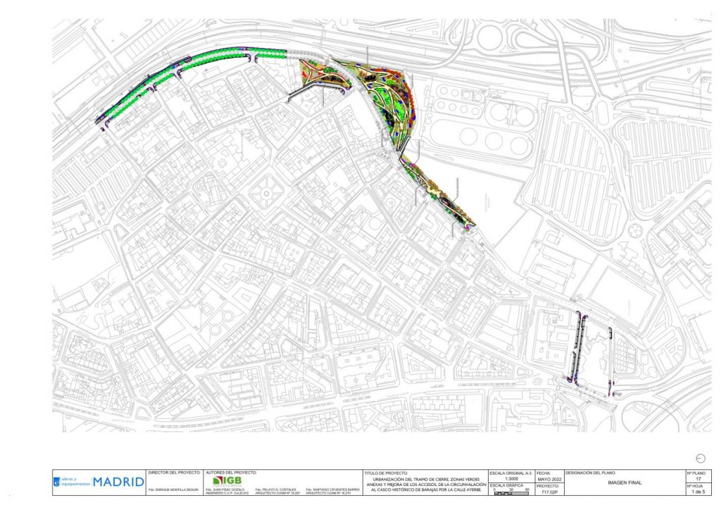 Plano de la zona que comprende el proyecto de urbanización de la calle Ayerbe