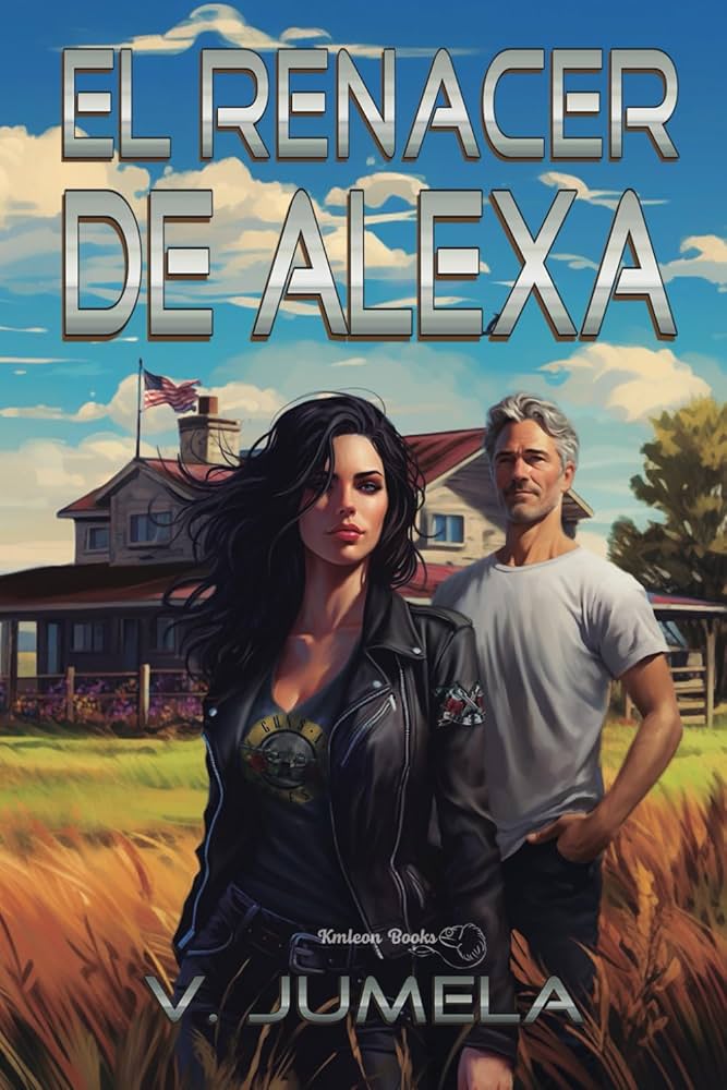 Portada del libro en el que se ve a una mujer y un hombre dibujados con IA frente a una granja