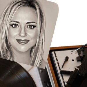 Retrato de una mujer sobre un vinilo