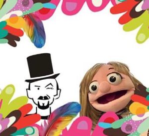 Una marioneta y un mago dibujado