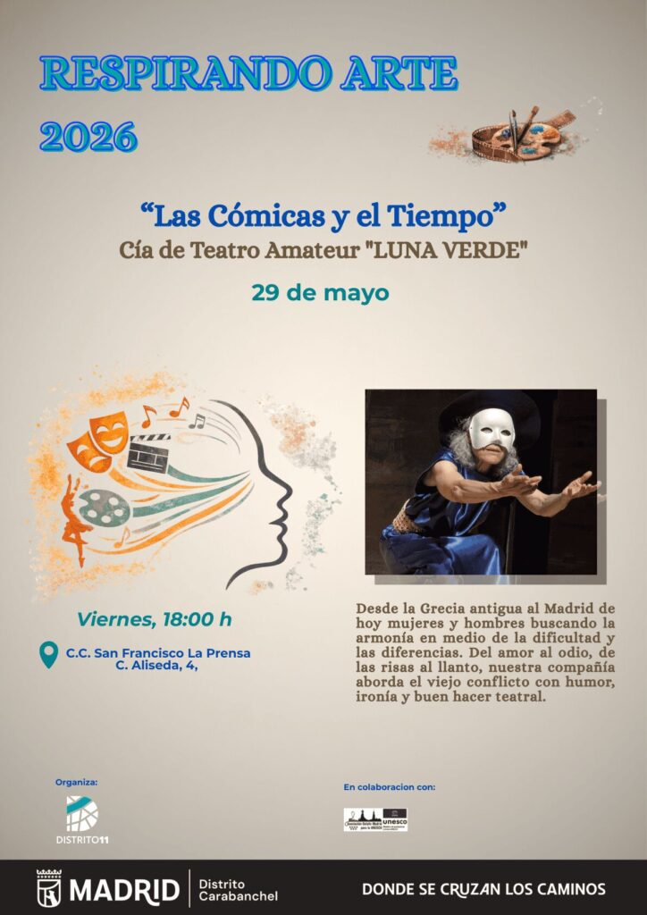 Cartel de la obra las Cómicas y el tiempo, dentro del ciclo Respirando Arte