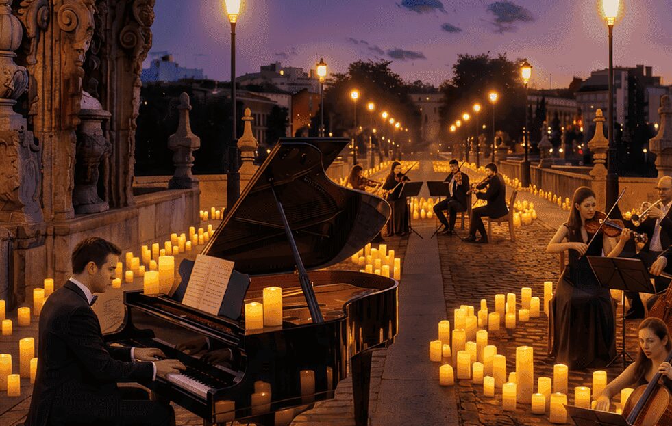 Concierto de piano con velas en el Puente de Toledo