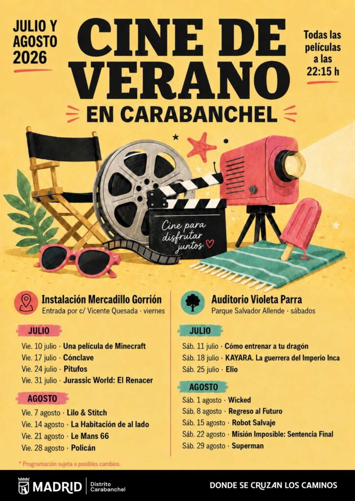 Cartelera del Cine de Verano en Carabanchel