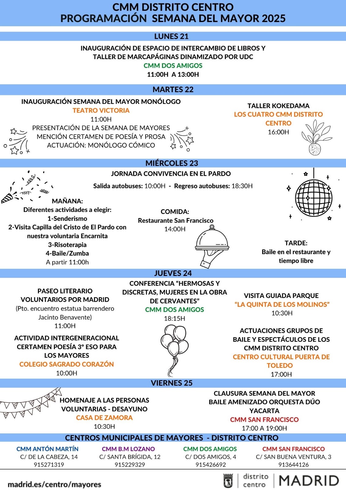 Cartel informativo de actividades