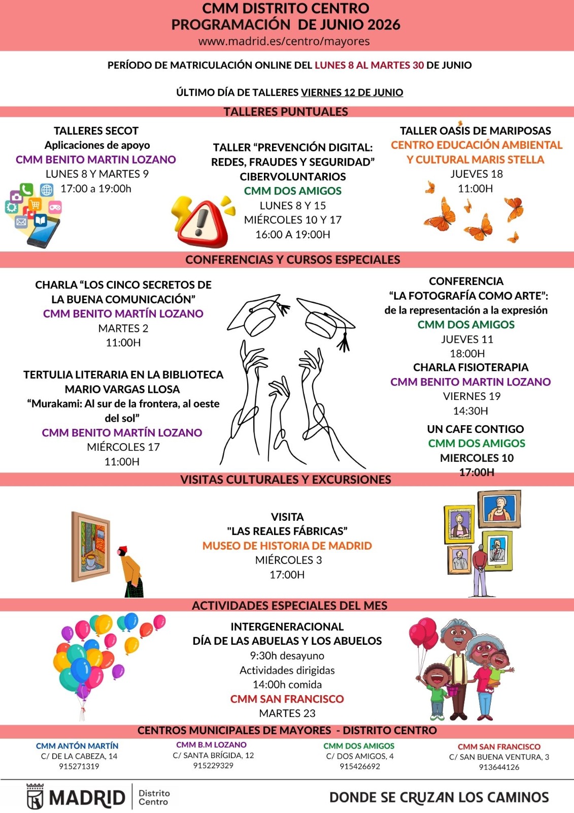 programación de junio en los centros de mayores