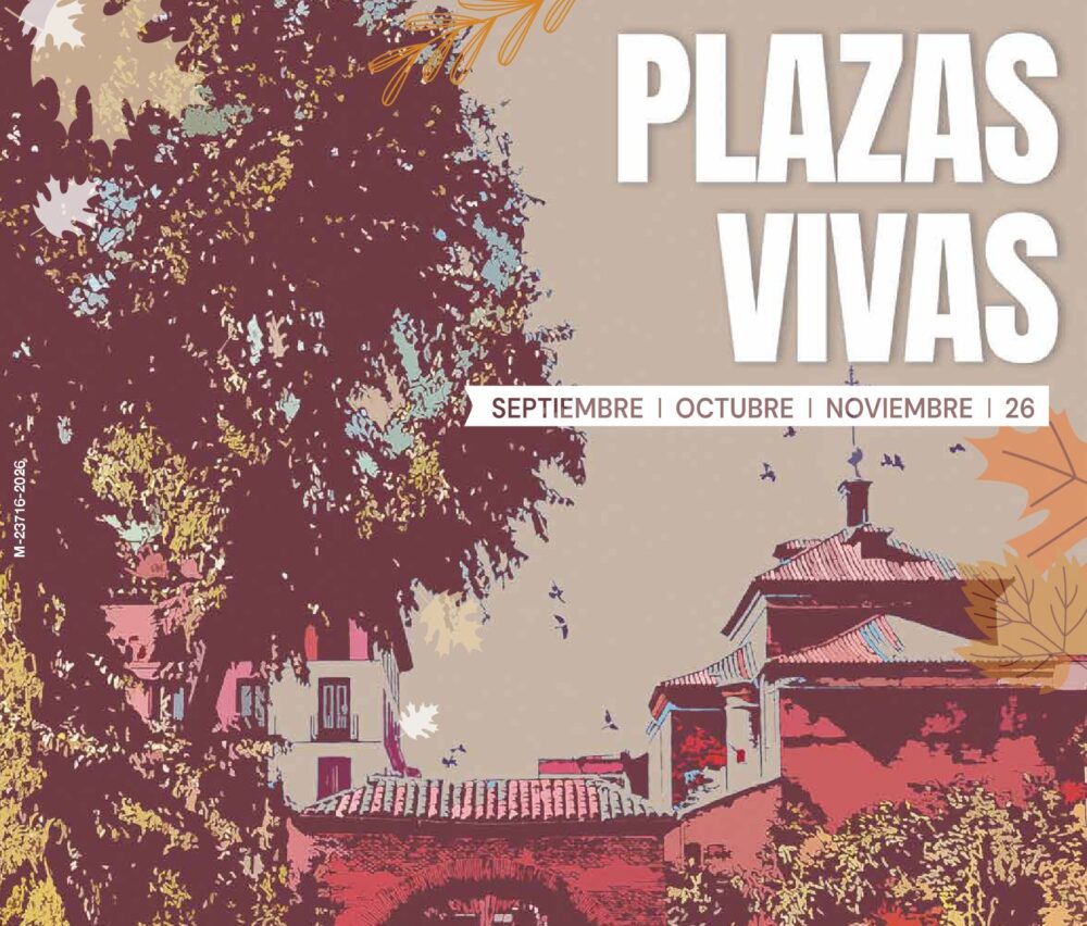 Ilustración programa Plazas Vivas con edificio del distrito Centro