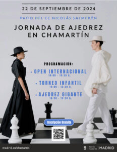 Cartel de la jornada de ajedrez en Chamartín