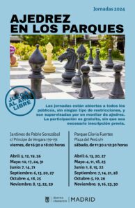 Cartel de ajedrez en los parques en Chamartín