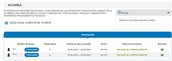 Imagen de la web de inscripción