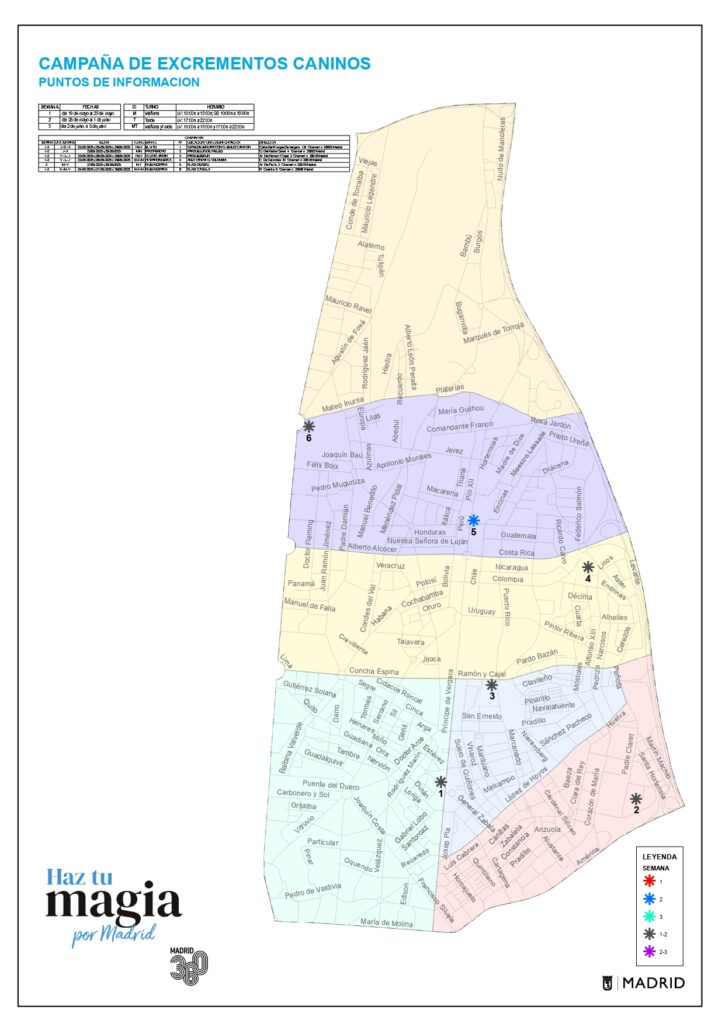Mapa de chamartín dividido por barrios y colores