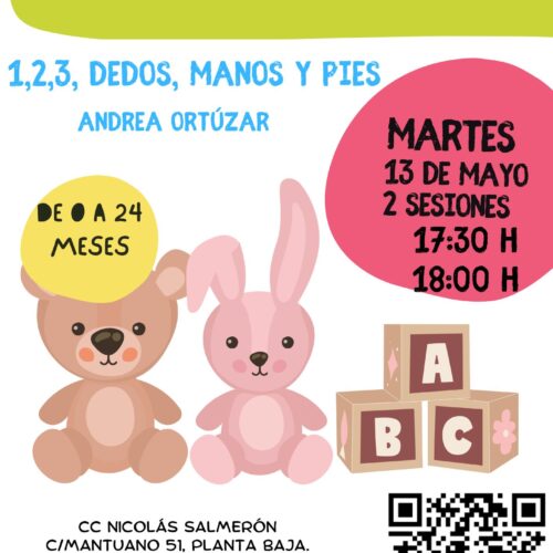 imagen de un cartel de cuentos con un oso y un conejo dibujados