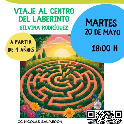imagen de un cartel de cuentos con un laberinto dibujado