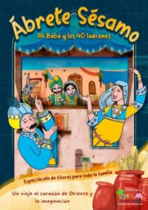 Cartel ilustrado de la obra Abrete Sésamo inspirado en Arabia