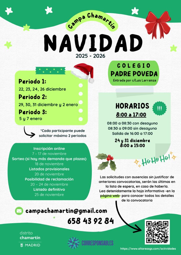 Un cartel de decoración navideña anunciando un campamento