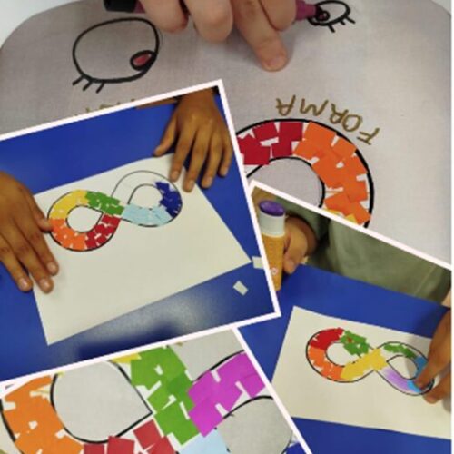 Niños diseñando la decoración de la menina