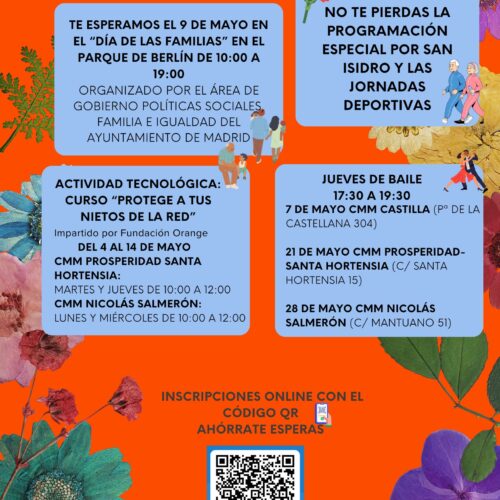 Programación de mayo de los Centros de Mayores de Chamartín