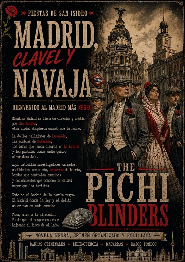 Cartel de madrid convertido en un paisaje de la serie Peaky Blinders