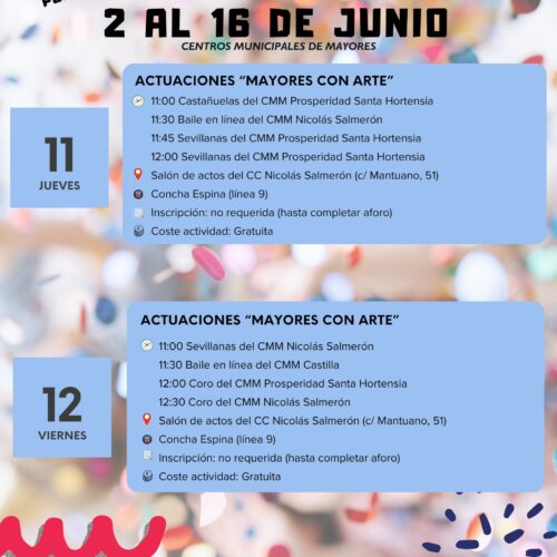 Calendario de junio de los CMM de Chamartín