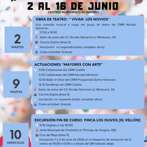 Calendario de junio de los CMM de Chamartín