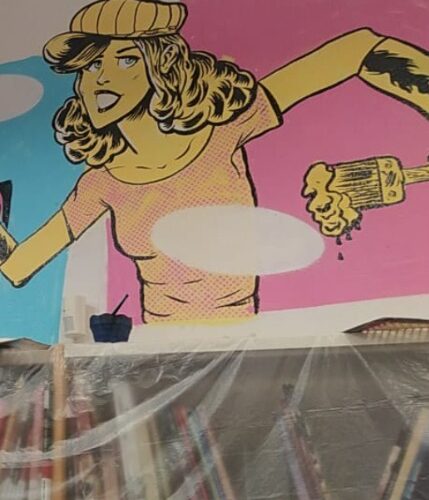 Mural realizado en la Biblioteca Francisco Ibáñez