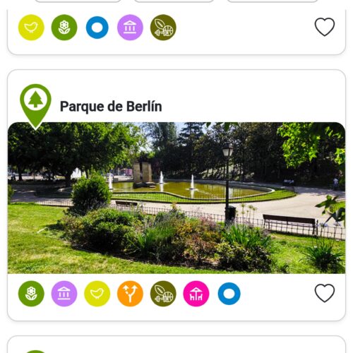 Captura de pantalla del parque de Berlín en la aplicación Madrid Móvil