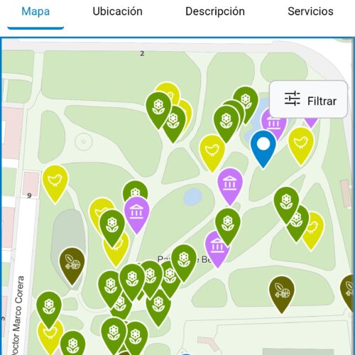 Captura de pantalla del parque de Berlín en la aplicación Madrid Móvil