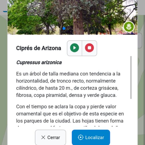 Captura de pantalla del parque de Berlín en la aplicación Madrid Móvil