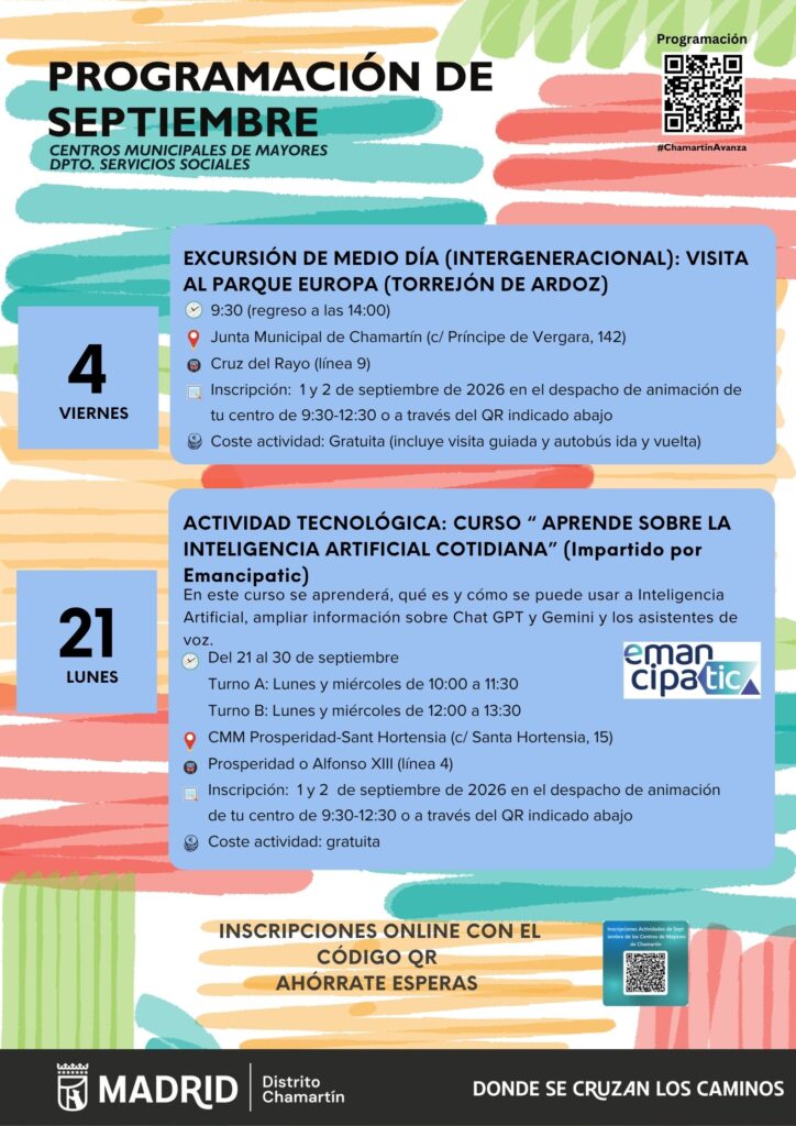 Programa de los Centros de Mayores de Chamartín