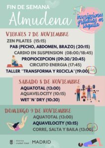 Cartel actividades Día de la Almudena en el CDM Almudena