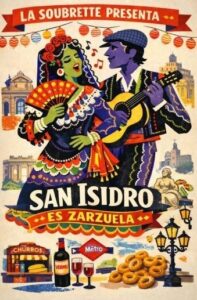 Cartel de la actuación de la Compañía La Sourbrette: 'San Isidro es zarzuela'