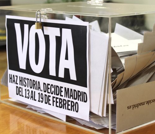 Urna de la votación ciudadana de Madrid