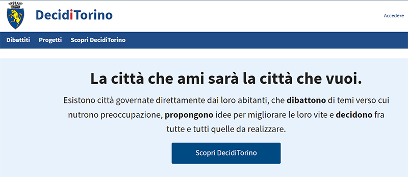 Portada de la web Decidi Torino