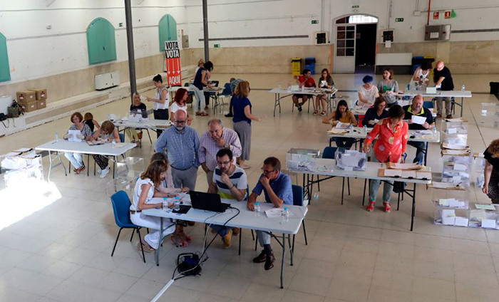 Líneas de recuento de votos de de presupuestos participativos en Nave de Terneras. 