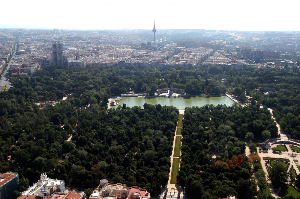 Vista aérea del parque del Retiro.