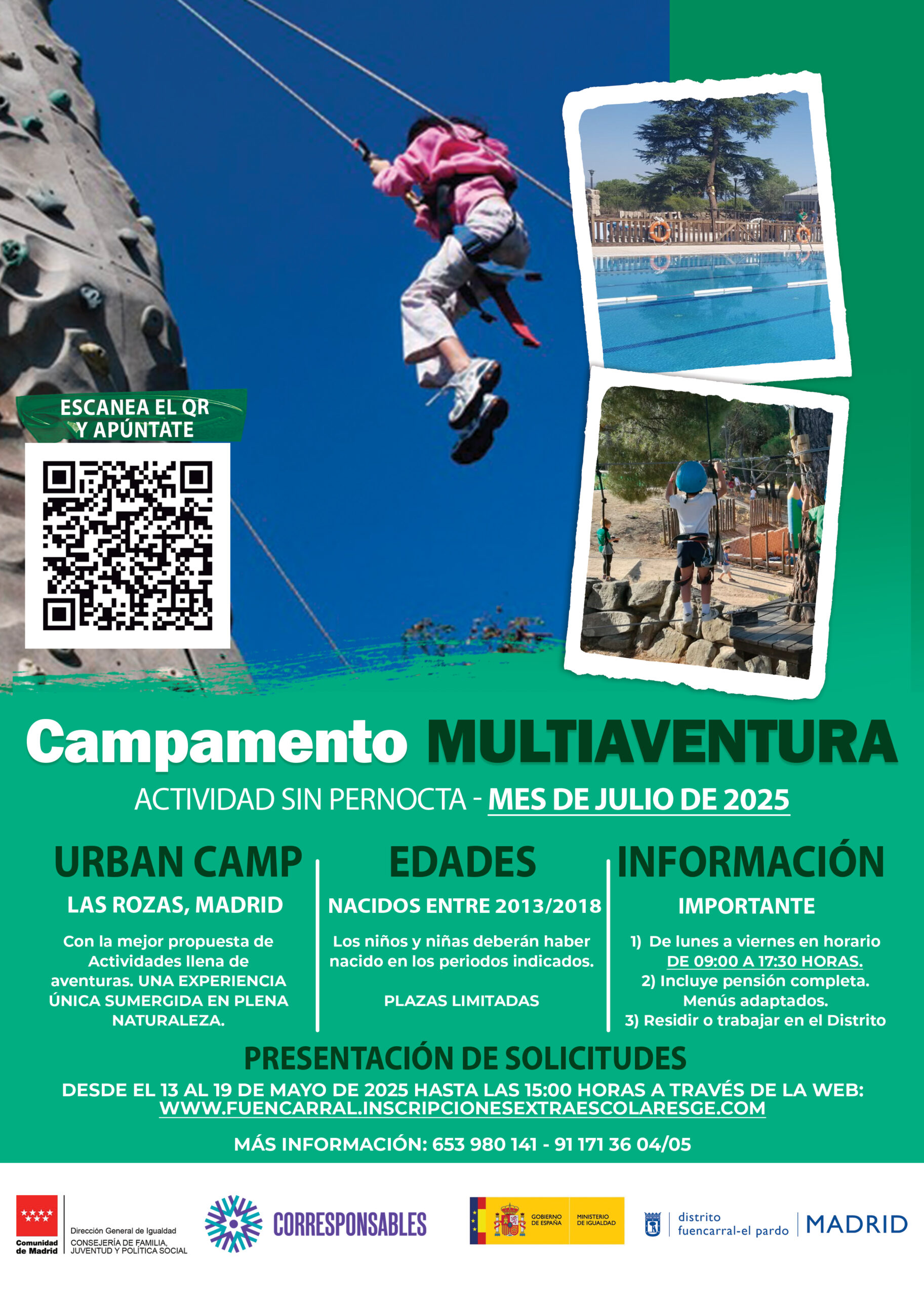 Cartel del campamento Multiaventura de verano 2025 en Fuencarral-El Pardo