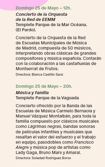 Conciertos de Primavera del 25 de mayo
