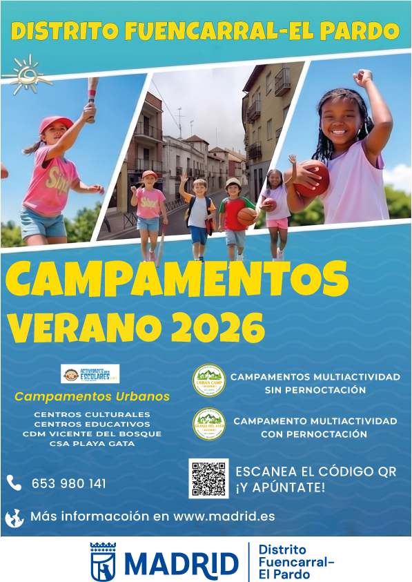 Cartel de los campamentos de verano organizados en Fuencarral-El Pardo
