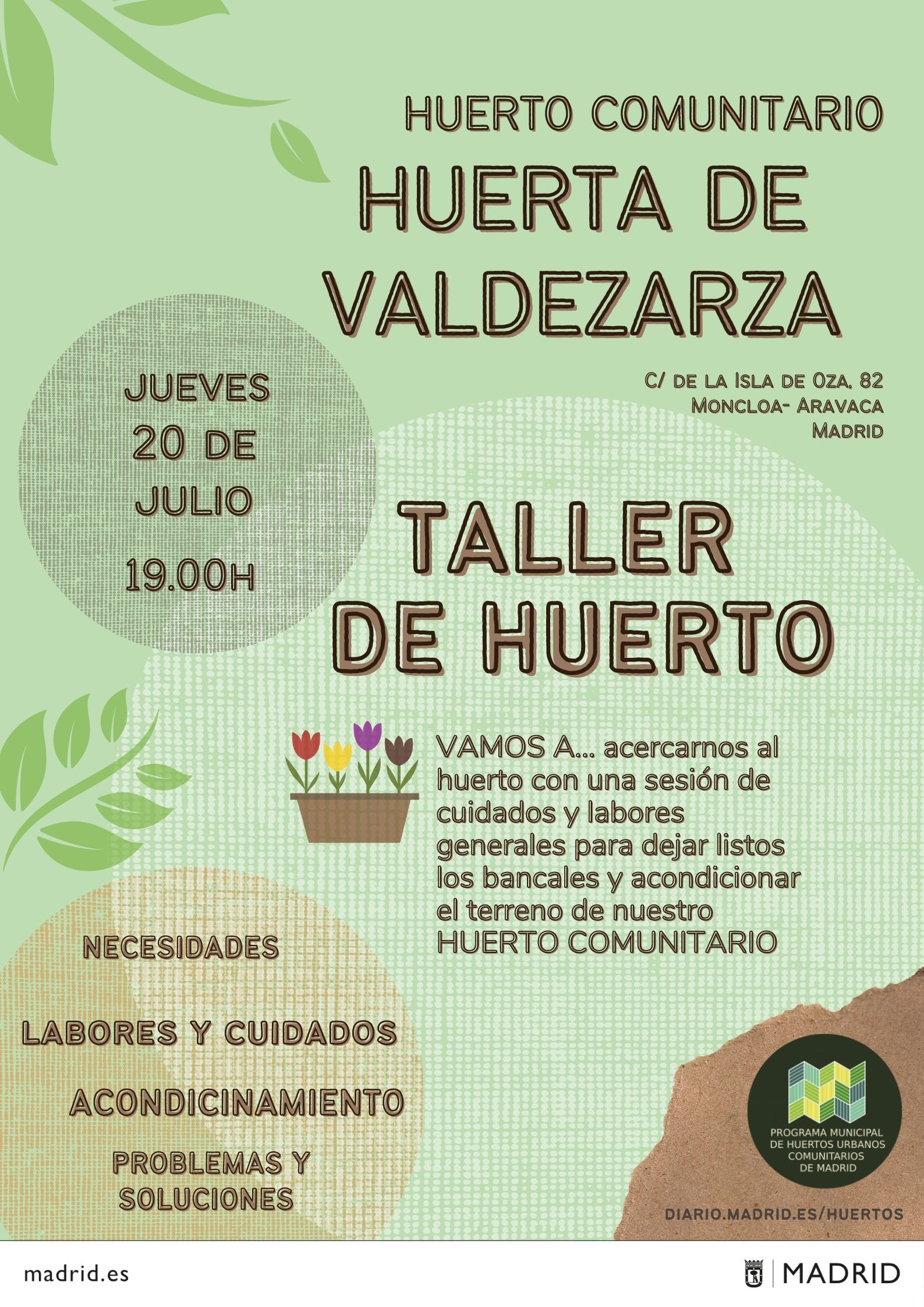 Taller de Iniciación al huerto en la Huerta de Valdezarza, en la Red de Huertos Comunitarios de Madrid