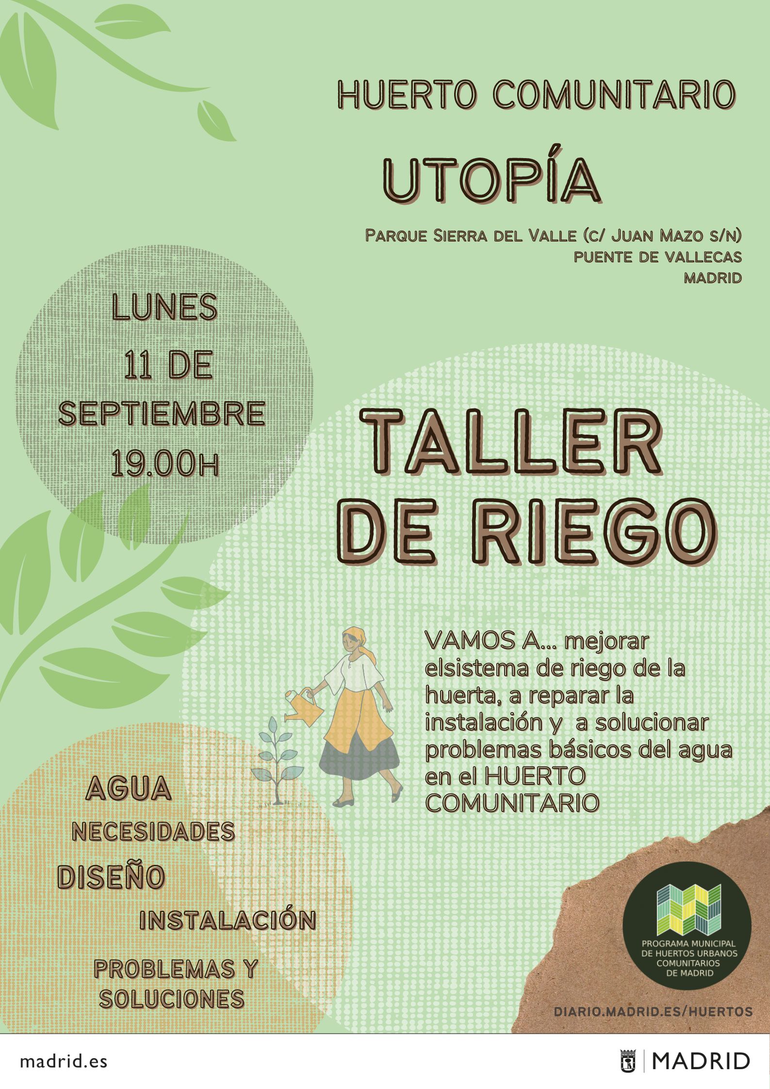 Taller de Montaje del Riego en el Huerto Comunitario Utopía, Madrid