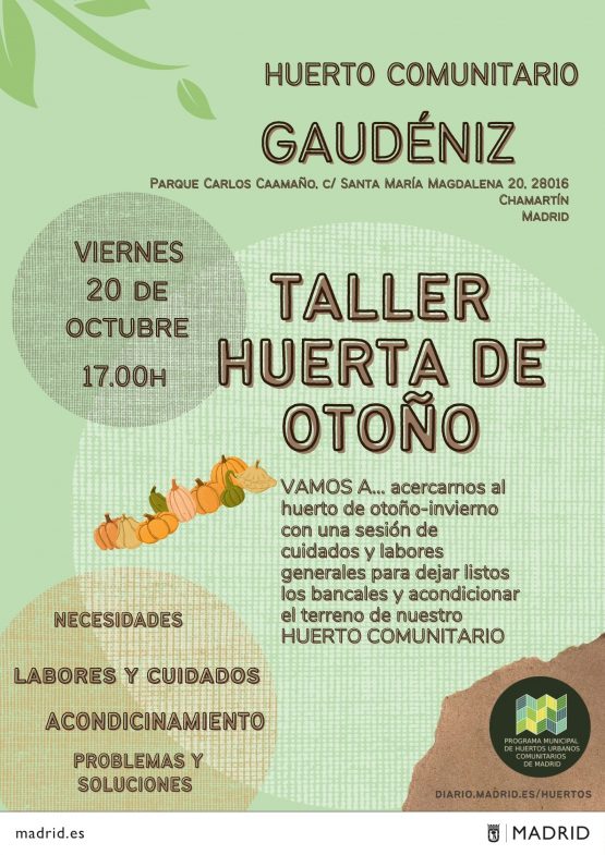 Taller de Huerto de Otoño en el Huerto Gaudéniz Huertos Comunitarios Madrid