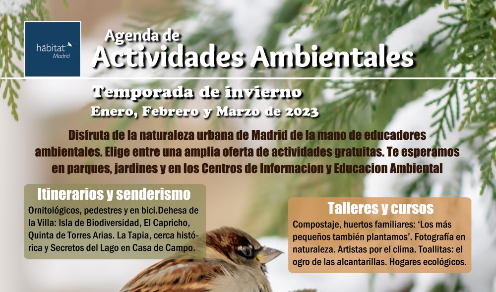 Agenda de actividades ambientales, temporada de invierno (Enero, febrero y marzo de 2023)