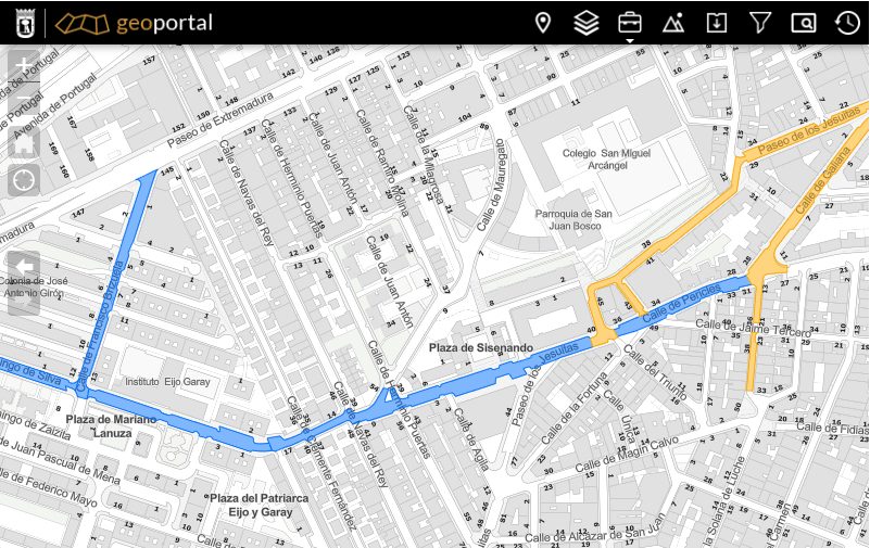Pantallazo del mapa del Geoportal del Ayuntamiento de Madrid