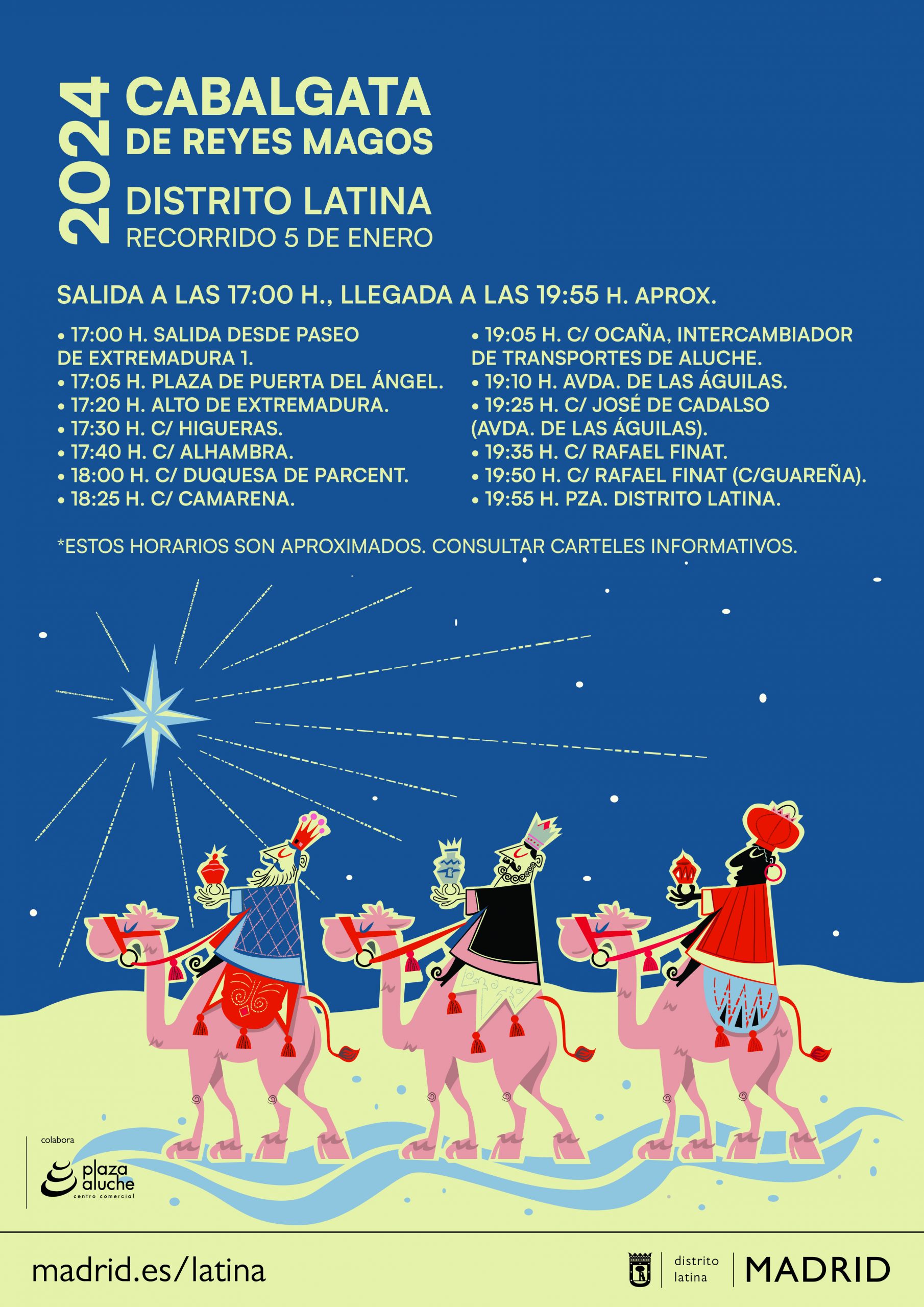 Cartel de la cabalgata de Reyes en el distrito de Latina 2024