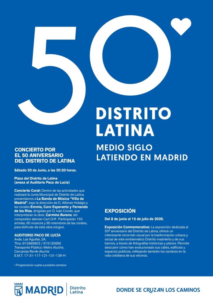 Cartel de la exposición '50º Años del Distrito Latina'