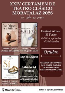 Cartel de las funciones de octubre del XXIV Certamen de Teatro Clásico de Moratalaz